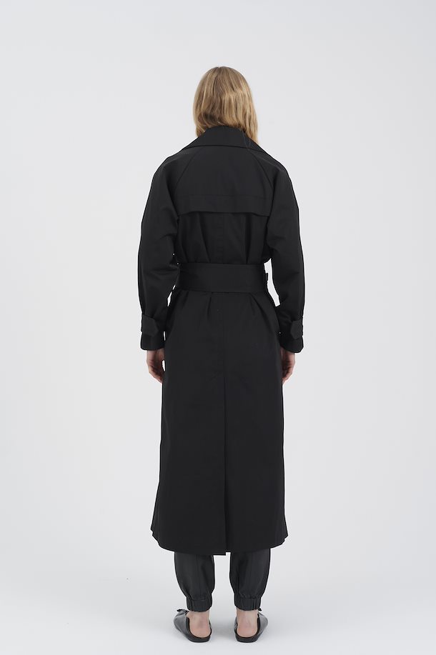 Black Linen Trench Coat