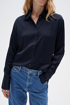 Womens Silk Shirts, Black, White & Blue Silk Shirts