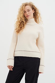 Jersey-knit jumper with roll neck, Ženski puloveri