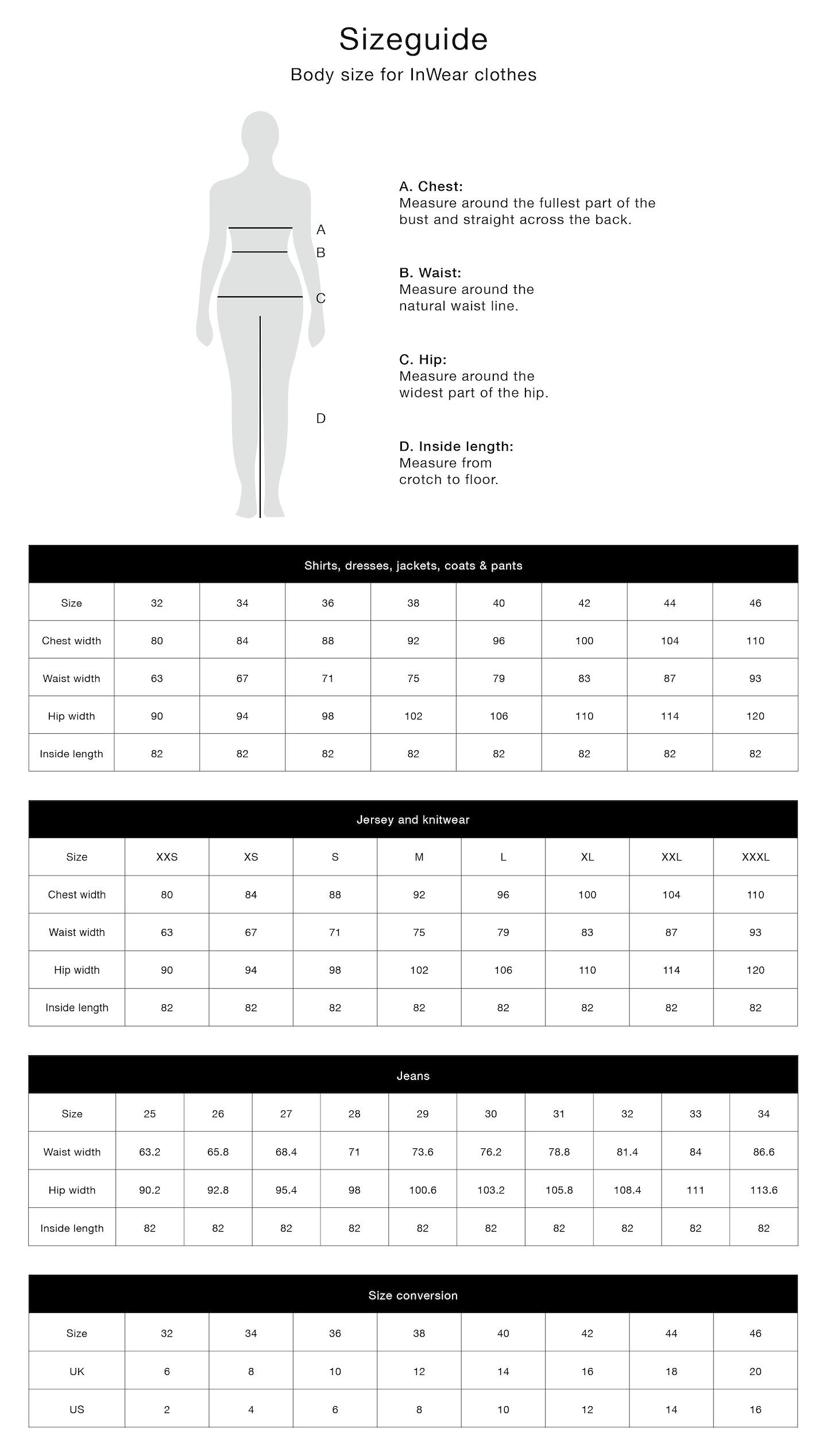 Women's clothes size guide